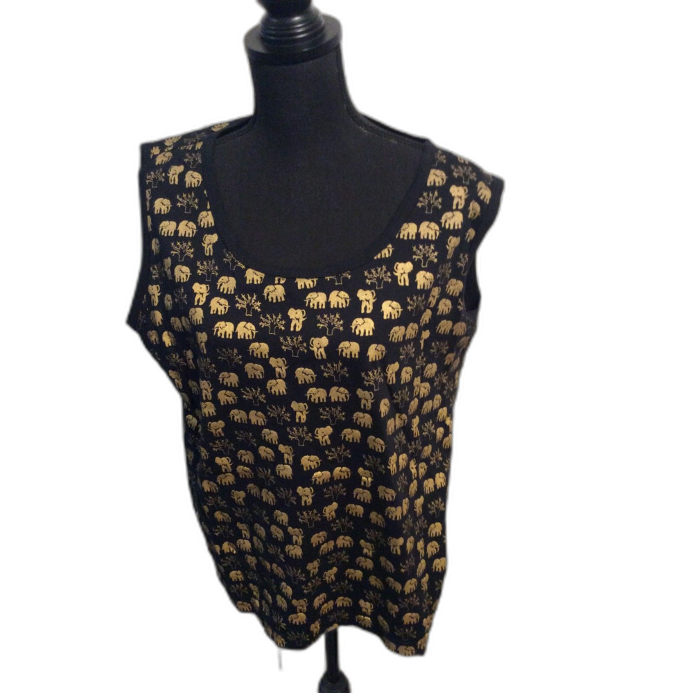 Elephant Tank Embossed Gold XL Size XL Cotton